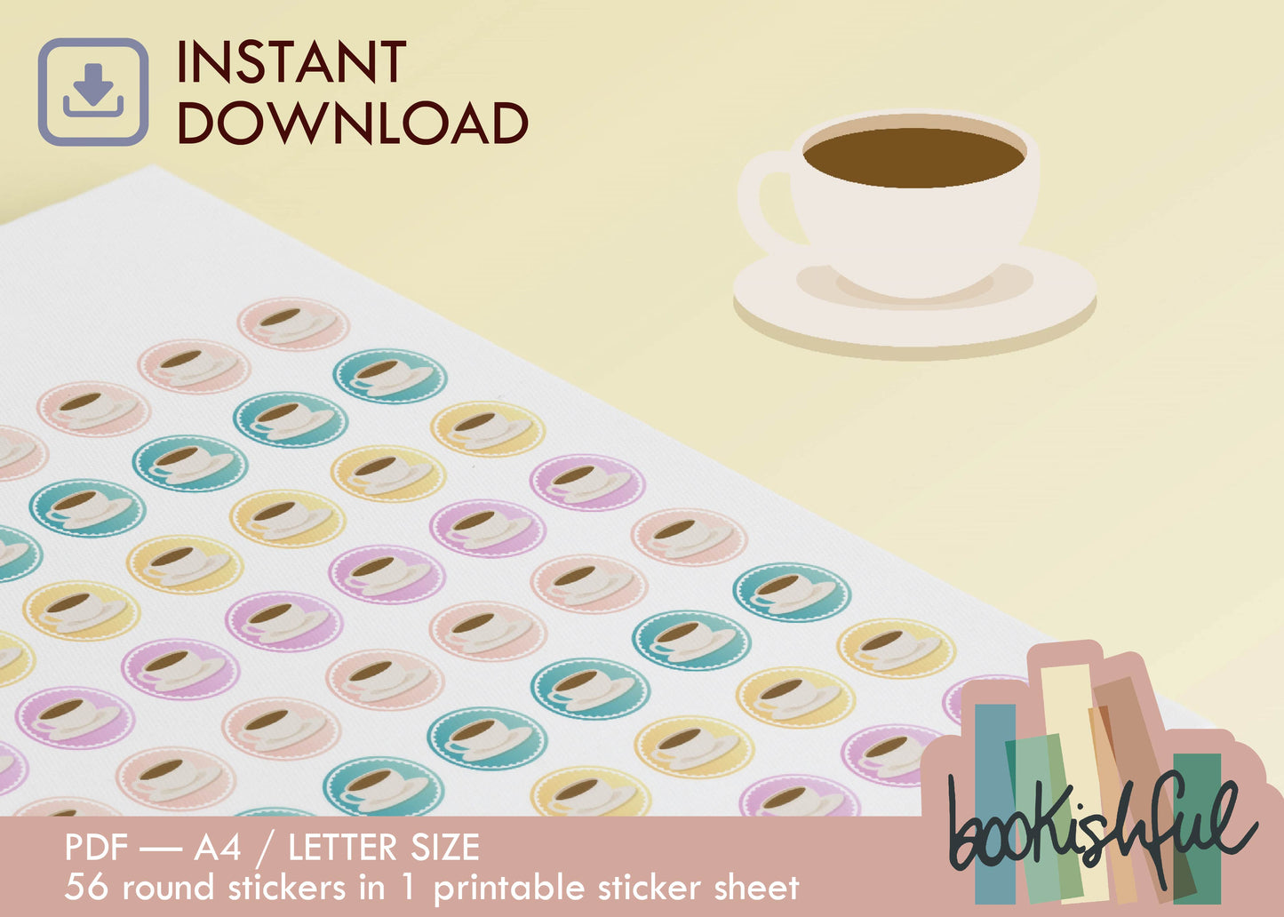 Printable Icon Sticker Bundle – 'Life's Little Joys' – Pastel Round Stickers PDF – 6 Pages – Planner & Journal Dots – Instant Download PDF