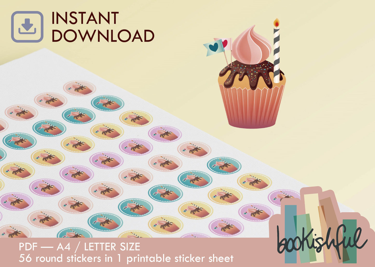 Printable Icon Sticker Bundle – 'Life's Little Joys' – Pastel Round Stickers PDF – 6 Pages – Planner & Journal Dots – Instant Download PDF