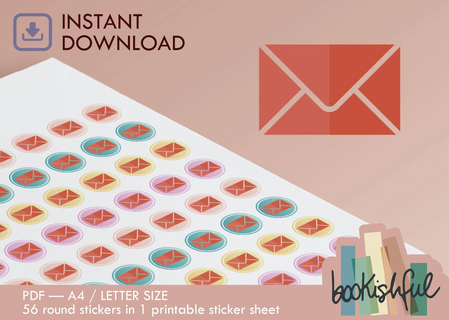 Printable Icon Sticker Bundle – Productivity Pack – Pastel Round Stickers PDF – 5 Pages – Planner & Journal Dots – Instant Download PDF