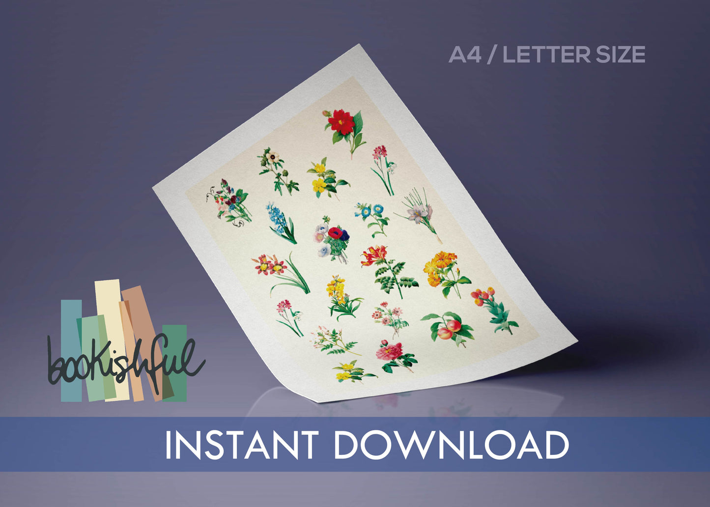 Vintage Flower Stickers – Printable Floral Ephemera Sheet for Junk Journal & Scrapbooking – 2 Pages, PDF Download