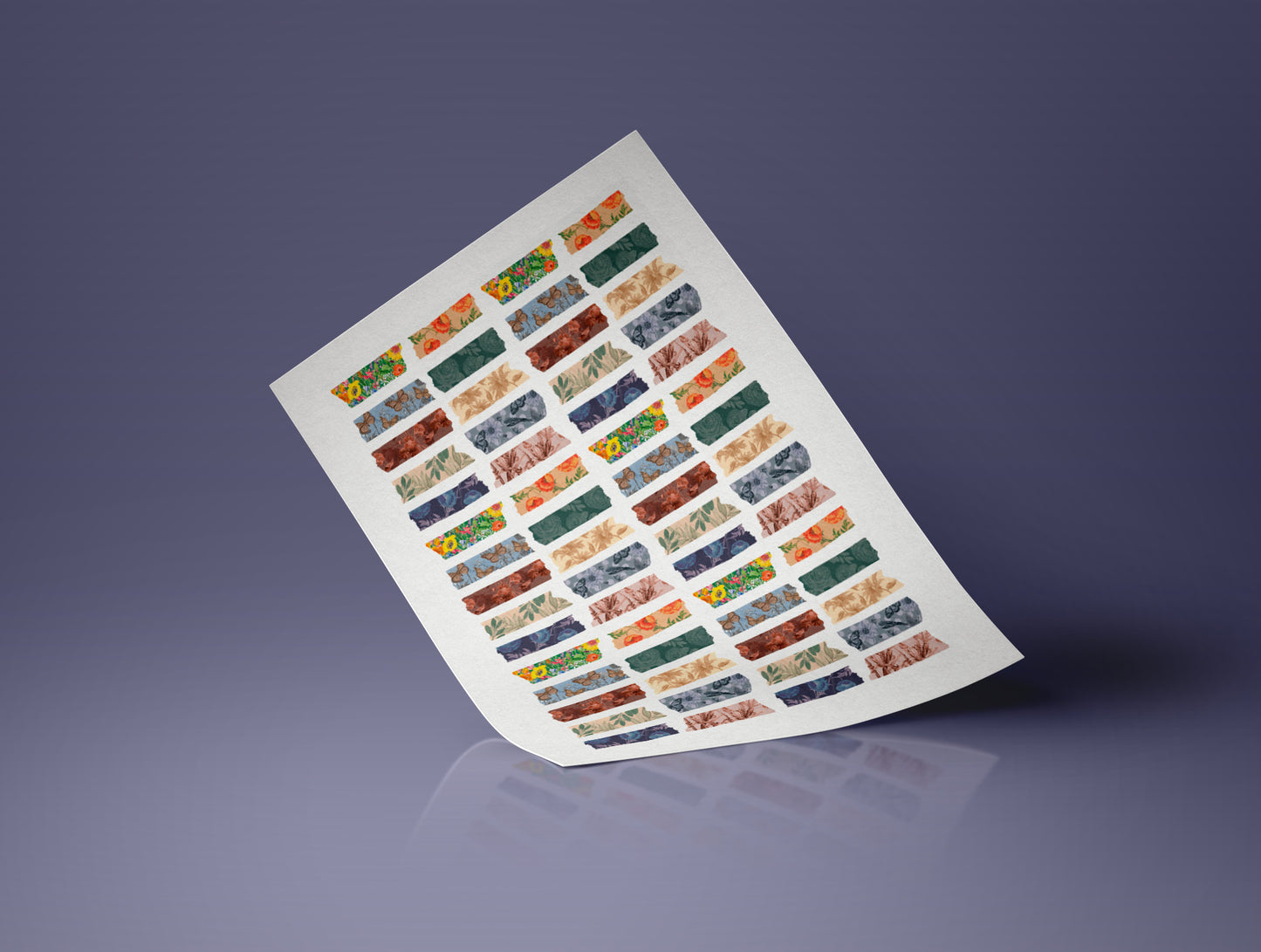 Printable Washi Tapes & Post-Its – 4 Page Floral Sticker Set for Journals | Digital PDF Download