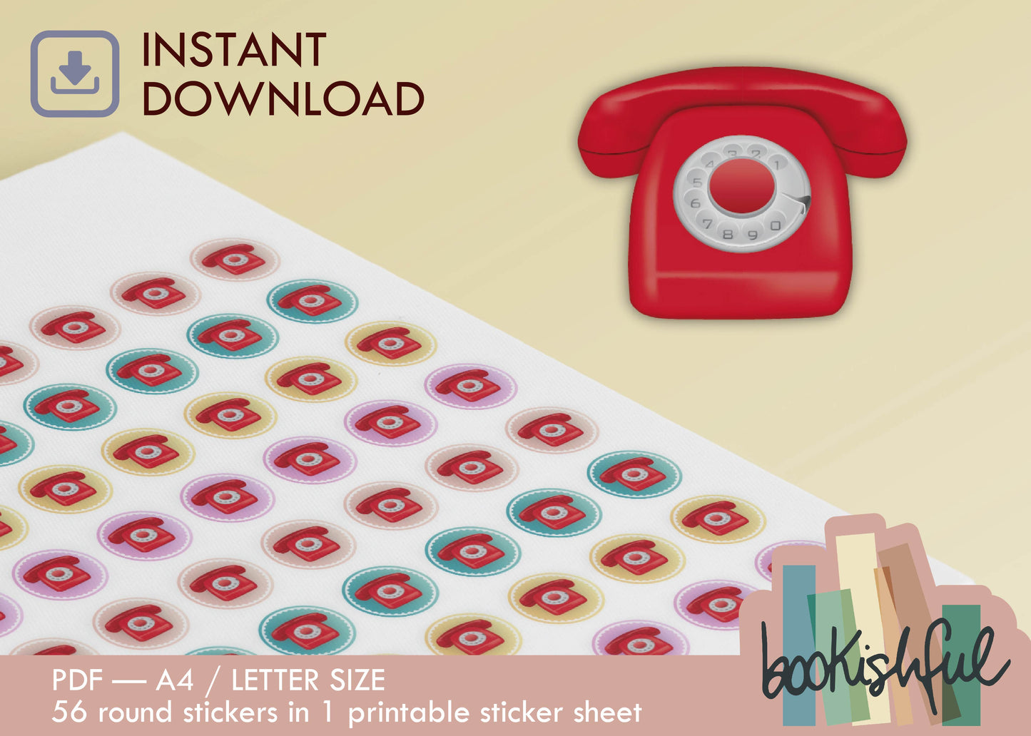 Printable Icon Sticker Bundle – Productivity Pack – Pastel Round Stickers PDF – 5 Pages – Planner & Journal Dots – Instant Download PDF