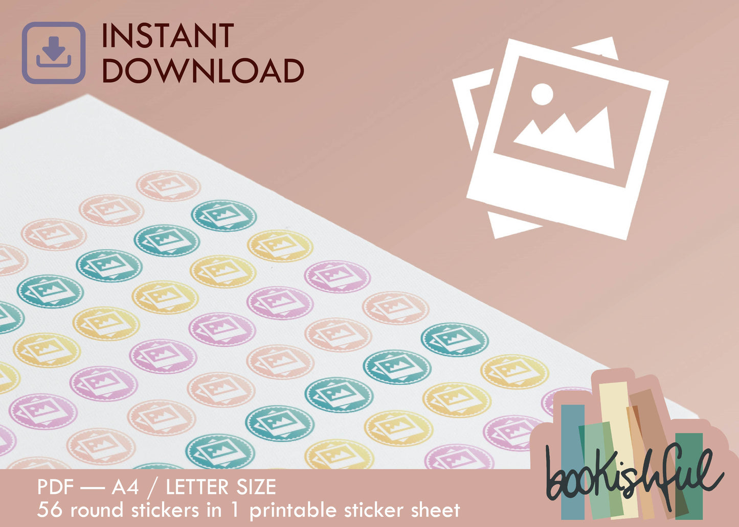 Printable Icon Sticker Bundle – 'Wander and Wonder' – Pastel Round Stickers PDF – 5 Pages – Planner & Journal Dots – Instant Download PDF