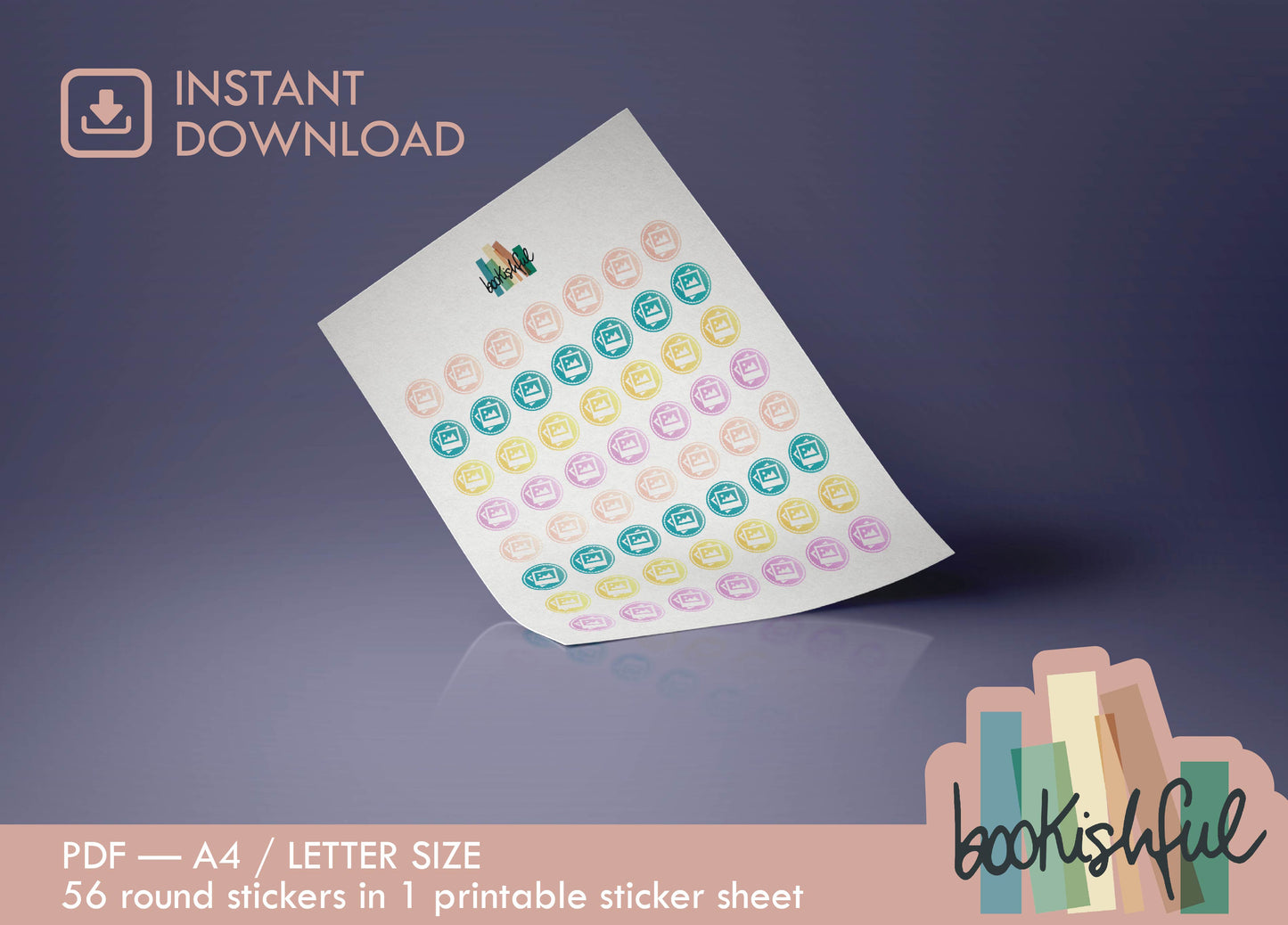 Printable Icon Sticker Bundle – 'Wander and Wonder' – Pastel Round Stickers PDF – 5 Pages – Planner & Journal Dots – Instant Download PDF