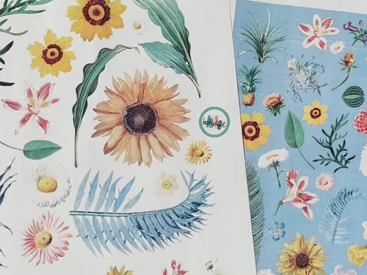 Printable Vintage Stickers – Flowers, Leaves & Postage Stamps – 2 Pages, 60 Pieces | Junk Journal PDF