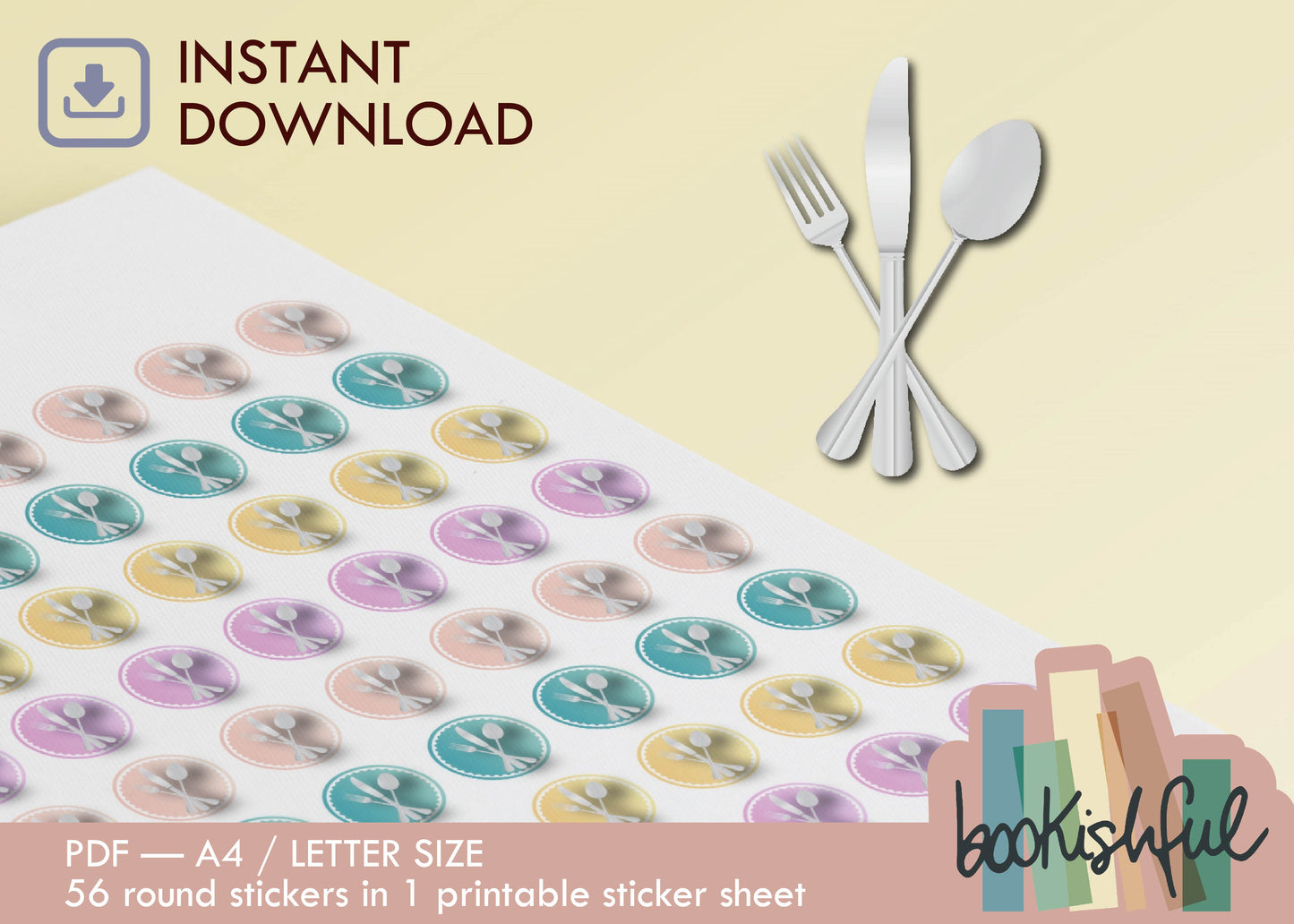 Printable Icon Sticker Bundle – 'Home Sweet Home' – Pastel Round Stickers PDF – 5 Pages – Planner & Journal Dots – Instant Download PDF