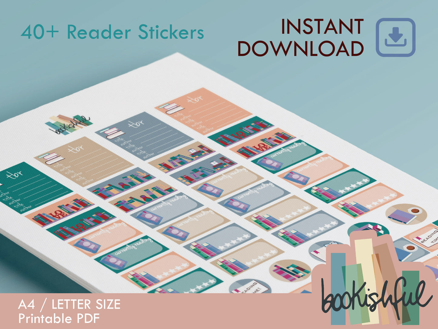 Reader Sticker Sheet AUTUMN Bundle – 8 Pages for Journals & Planners - TBR, Reading Log, Star Ratings, Notes – Instant Download PDF