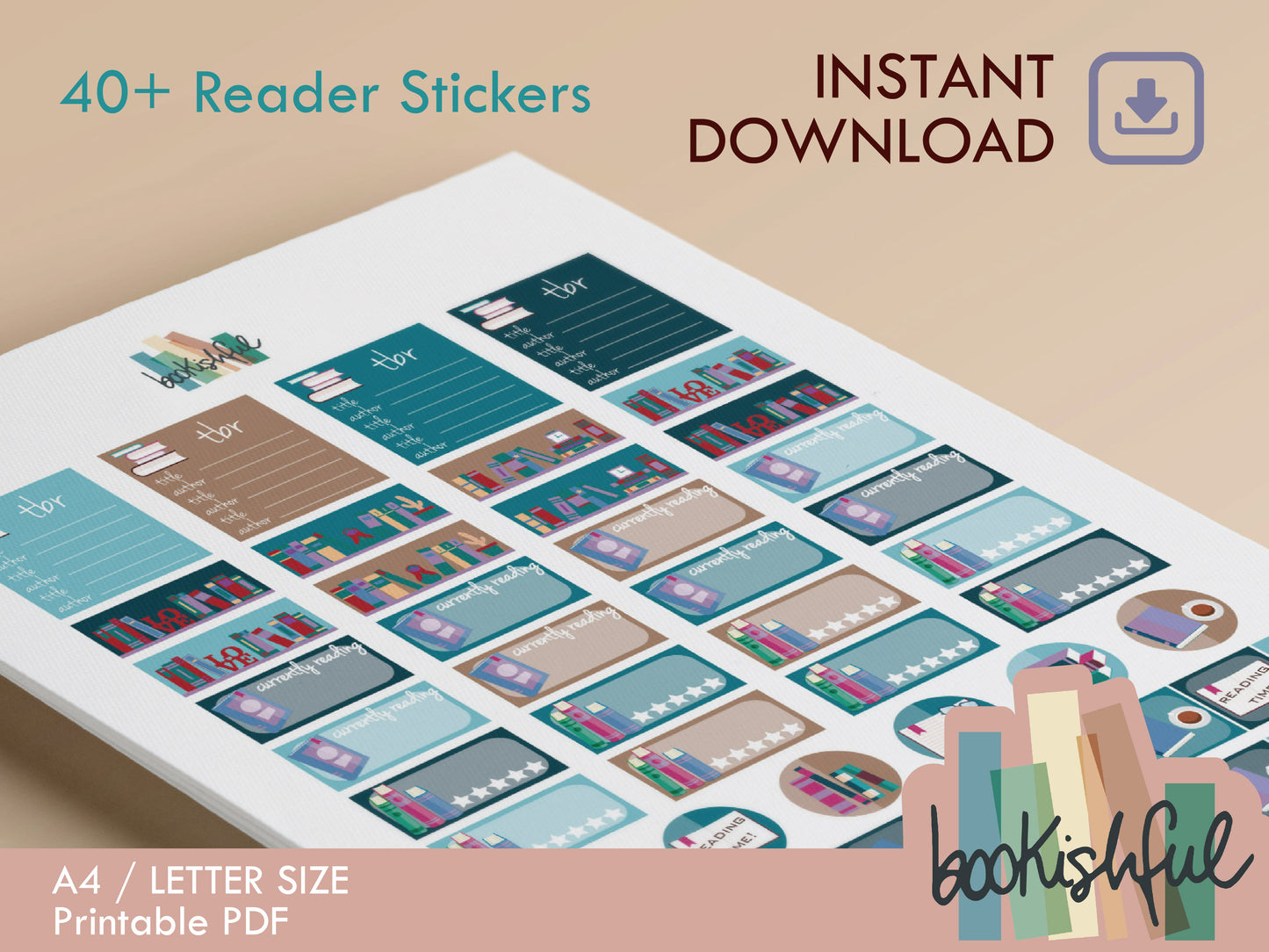 Reader Sticker Sheet WINTER Bundle – 8 Pages for Journals & Planners - TBR, Reading Log, Star Ratings, Notes – Instant Download PDF
