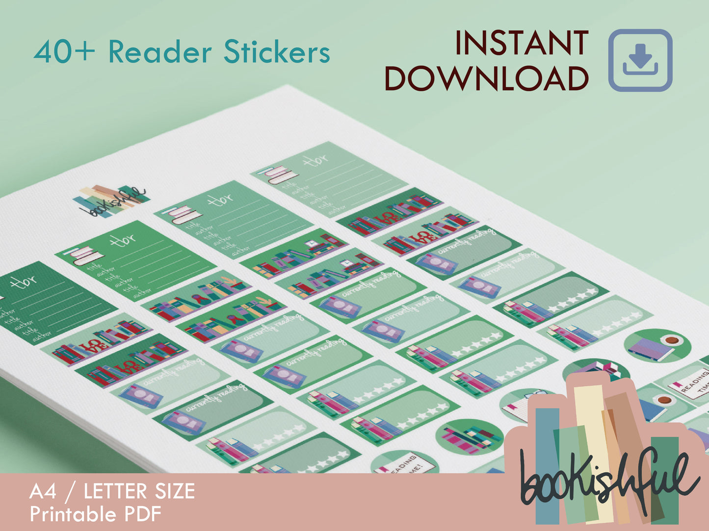 Reader Sticker Sheet WINTER Bundle – 8 Pages for Journals & Planners - TBR, Reading Log, Star Ratings, Notes – Instant Download PDF