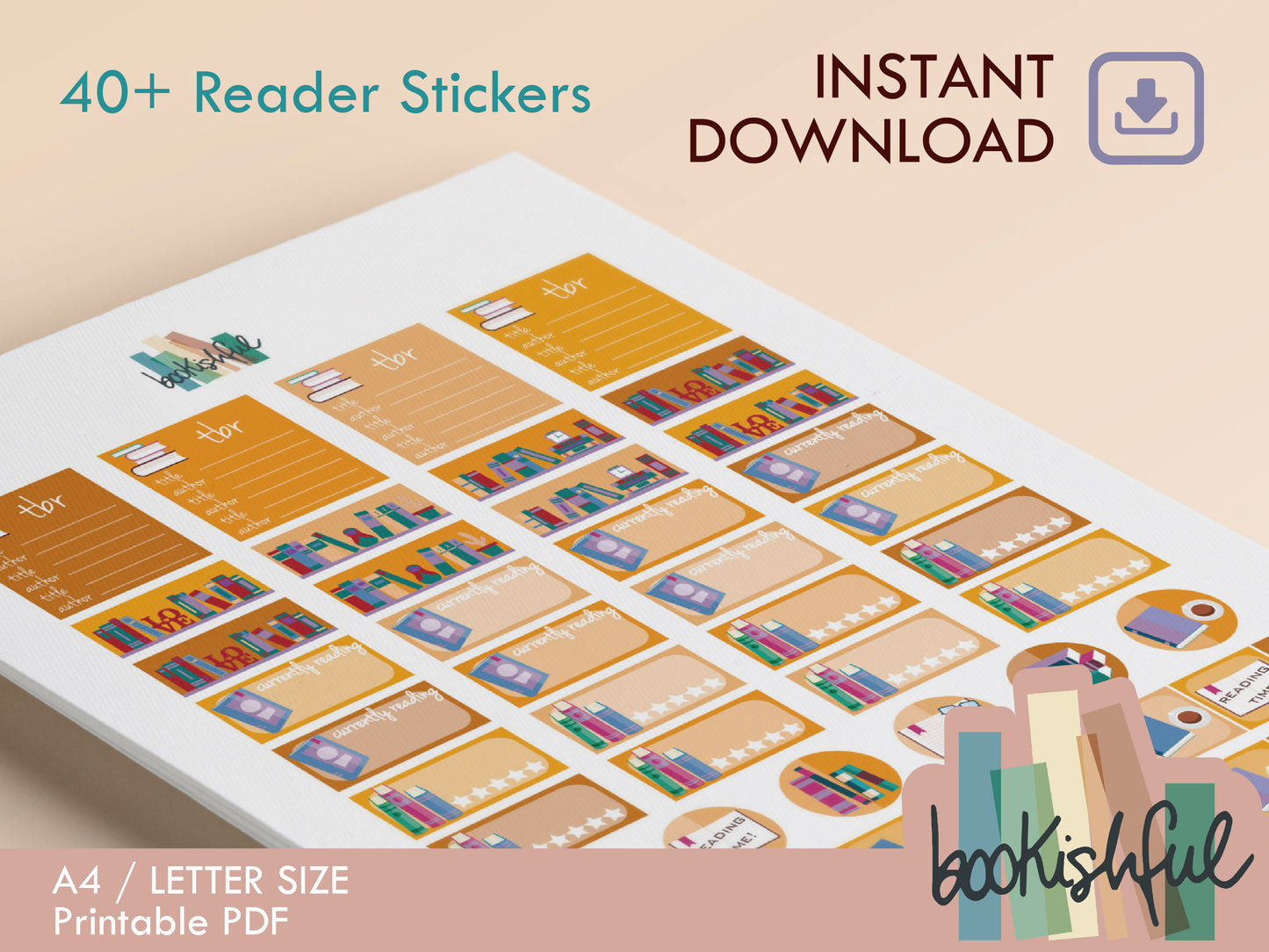 Reader Sticker Sheet AUTUMN Bundle – 8 Pages for Journals & Planners - TBR, Reading Log, Star Ratings, Notes – Instant Download PDF