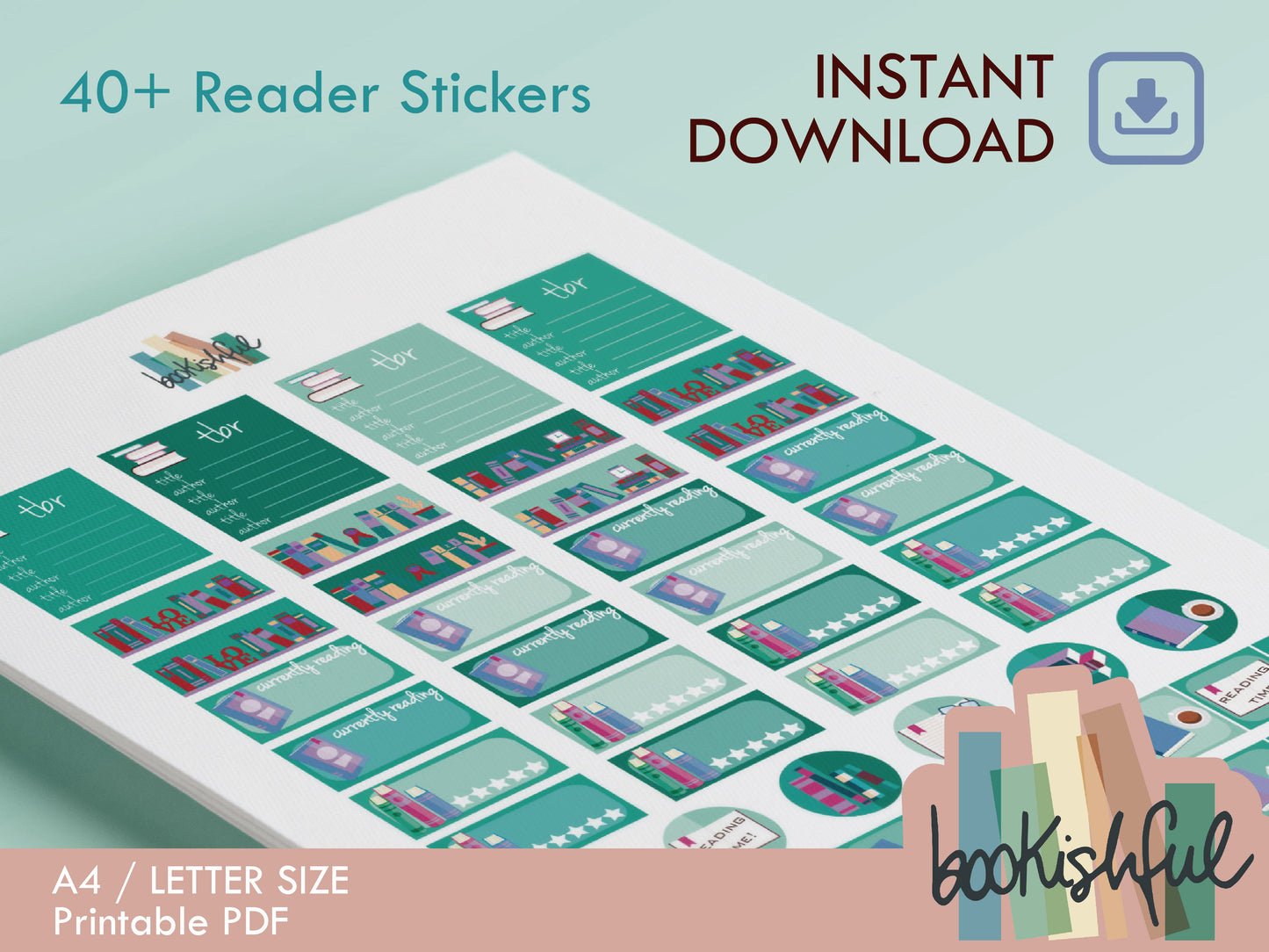 Reader Sticker Sheet WINTER Bundle – 8 Pages for Journals & Planners - TBR, Reading Log, Star Ratings, Notes – Instant Download PDF