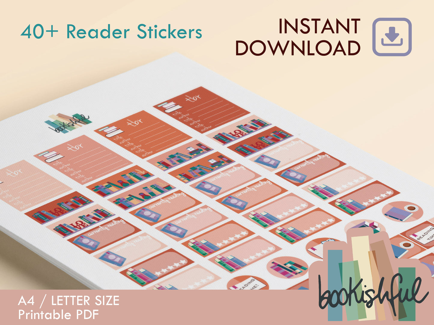 Reader Sticker Sheet AUTUMN Bundle – 8 Pages for Journals & Planners - TBR, Reading Log, Star Ratings, Notes – Instant Download PDF