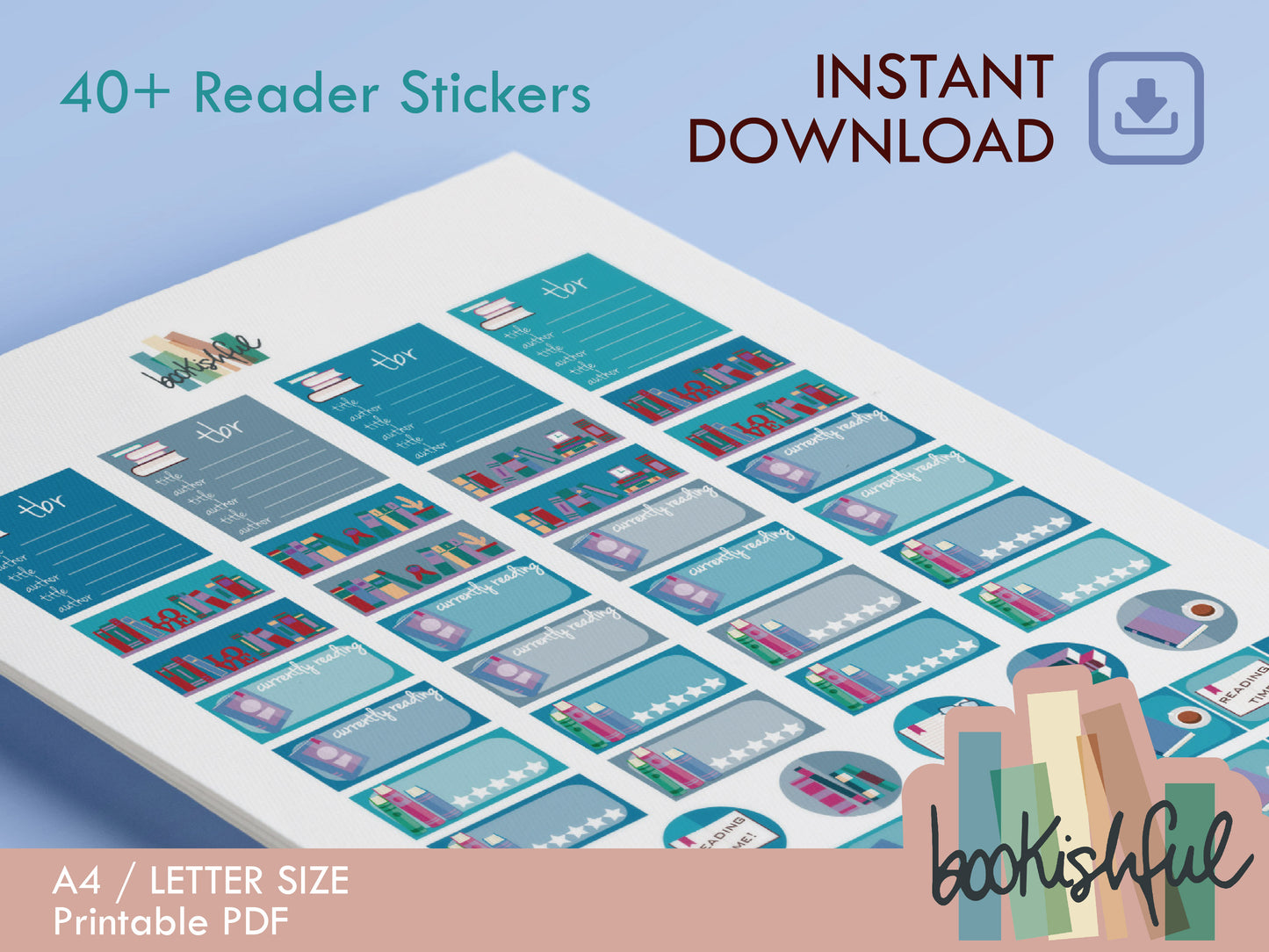Reader Sticker Sheet WINTER Bundle – 8 Pages for Journals & Planners - TBR, Reading Log, Star Ratings, Notes – Instant Download PDF