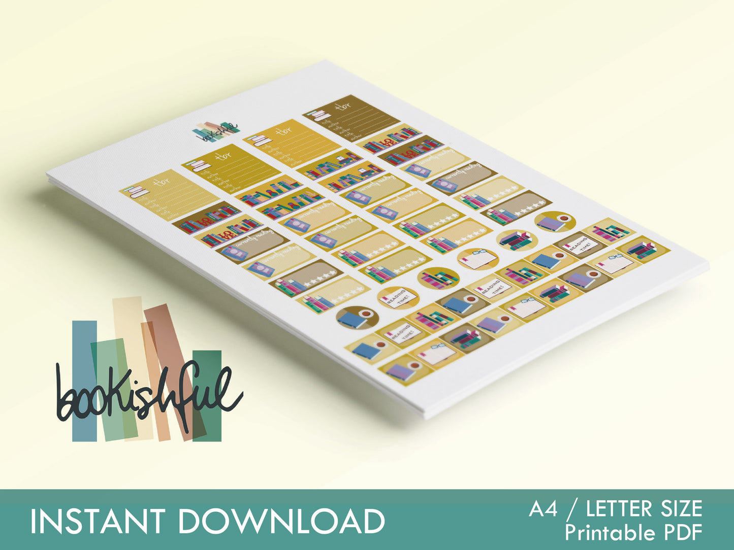 Reader Sticker Sheet AUTUMN Bundle – 8 Pages for Journals & Planners - TBR, Reading Log, Star Ratings, Notes – Instant Download PDF